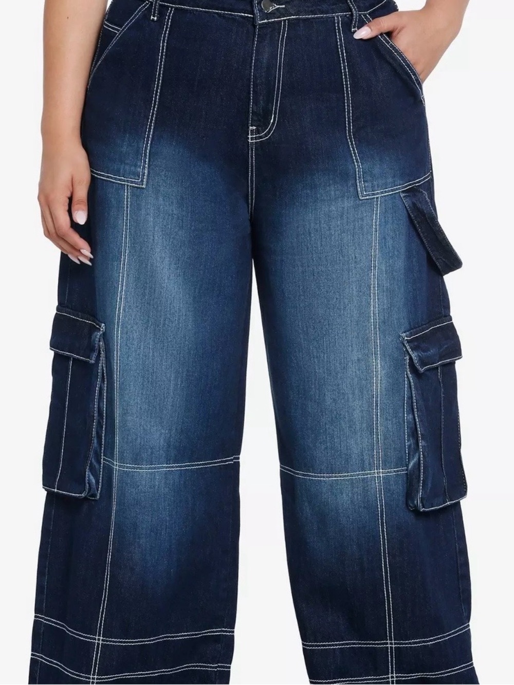 Daisy Street Dark Wash Wide Leg Carpenter Pants Size XL